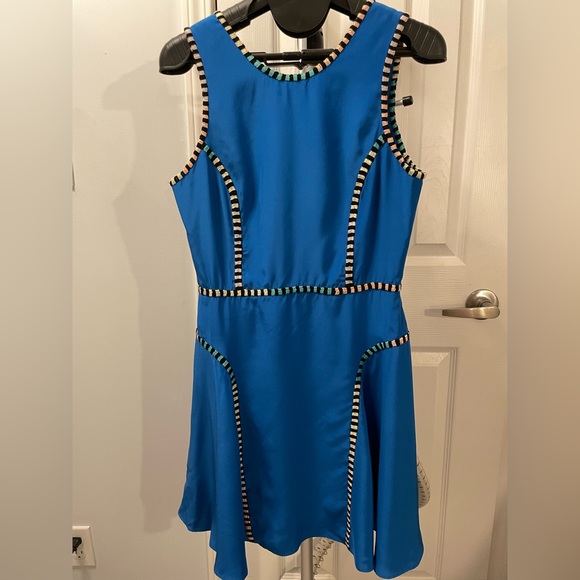 Parker Blue Silk A-Line Dress - Picture 2 of 6